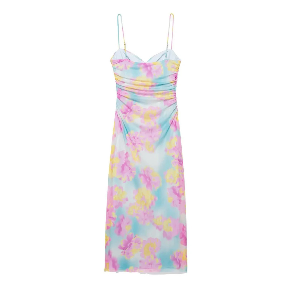 ZARA Printed Silk Chiffon Midi Dress